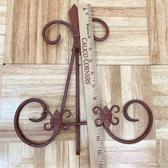 Rust Metal Scroll Easel Foldable Display Book/ Plate Stand - Picture 6 of 8